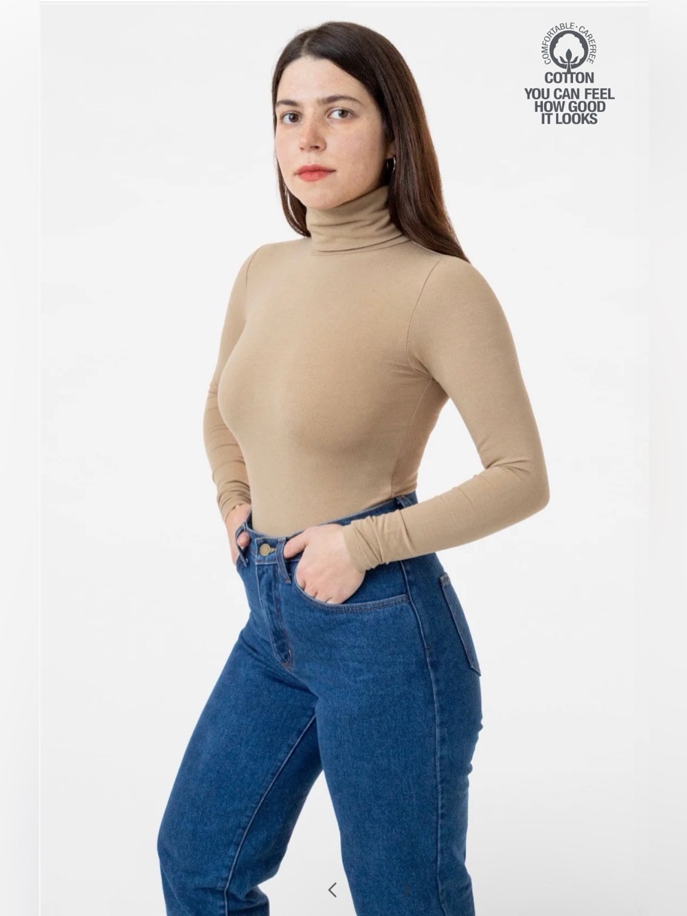 Los Angeles Apparel COTTON SPANDEX TURTLENECK | Hazelnut